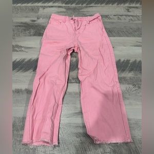 Pink wide leg jeans